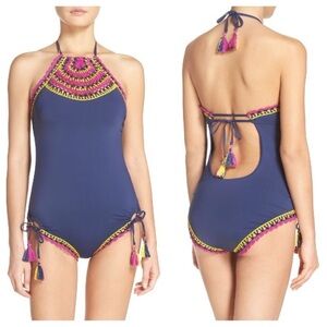 Becca Rebecca Virtue Scenic Route One-Piece
Swimsuit Maillot Crochet Knit Sz 14